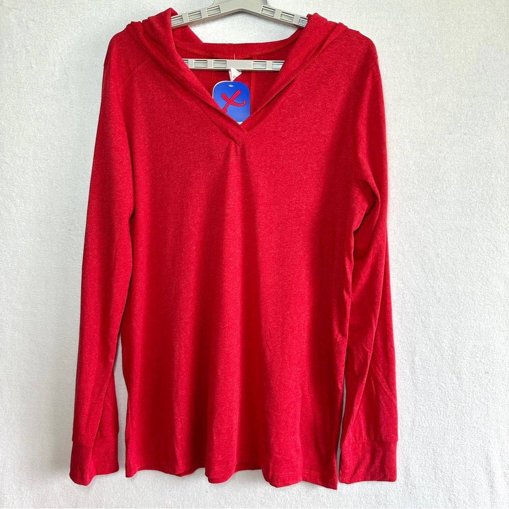 Expert Brand Hooded Top Women's XL 2XL Red Performance Lightweight Hoodie New